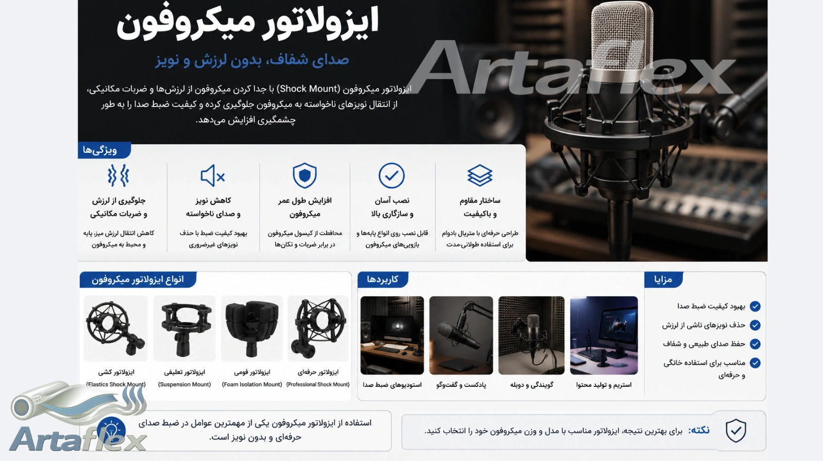 ایزولاتور میکروفون چیست؟ + راهنمای کامل کاهش نویز و ضبط صدای حرفه‌ای