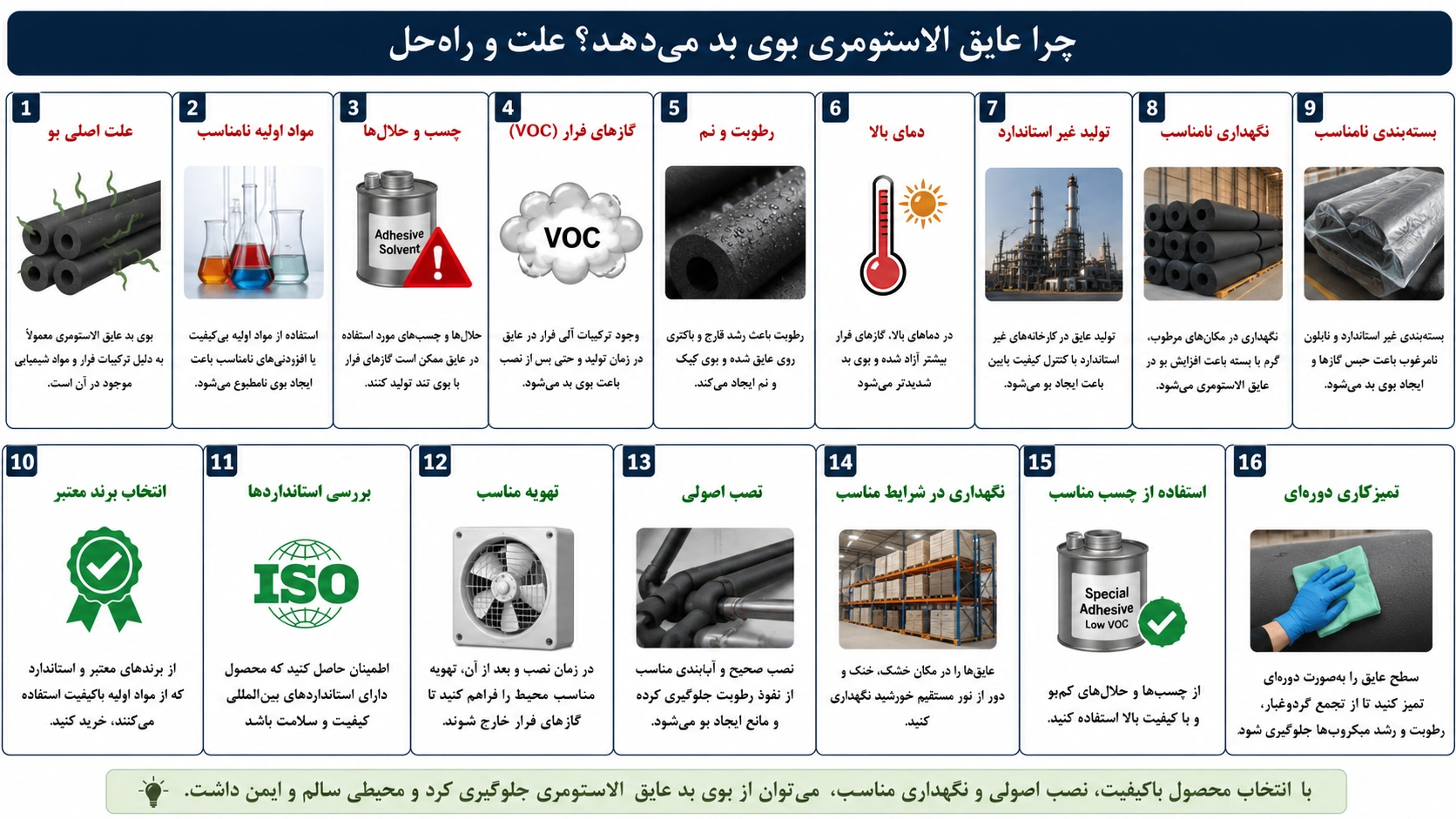 چرا عایق الاستومری بوی بد می‌دهد؟