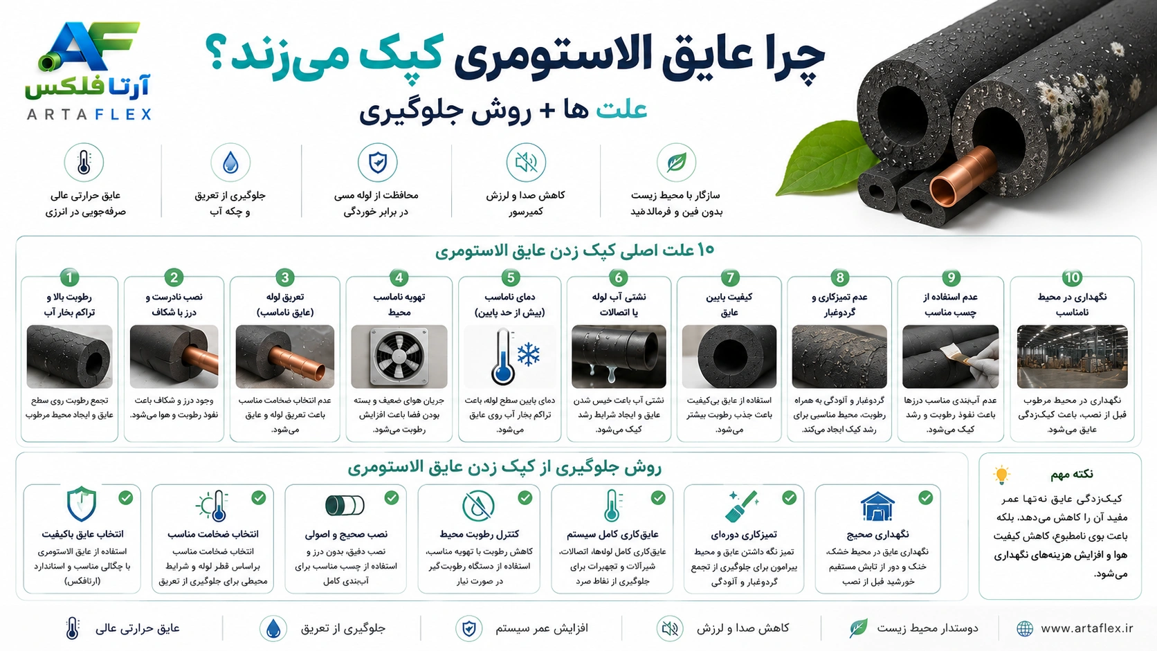 چرا عایق الاستومری کپک می‌زند
